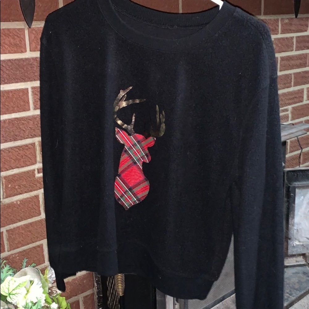 Red plaid deer Christmas sweater